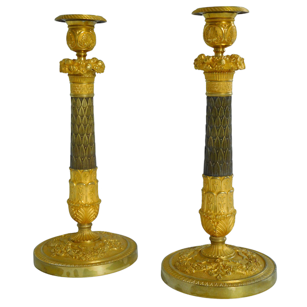 Pair of ormolu Empire candlesticks - France, early 19th century circa 1820