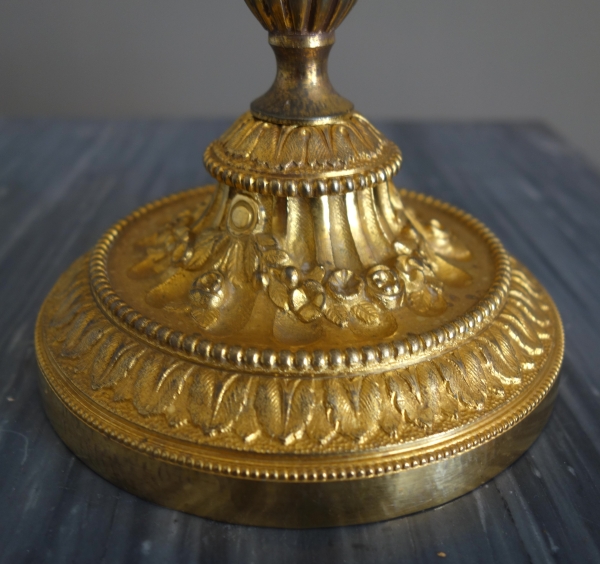 Pair of Louis XVI style ormolu candlesticks - 19th century