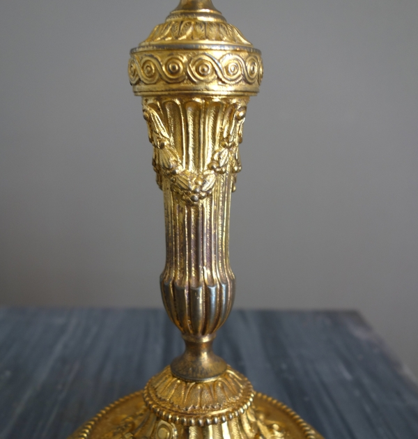 Pair of Louis XVI style ormolu candlesticks - 19th century