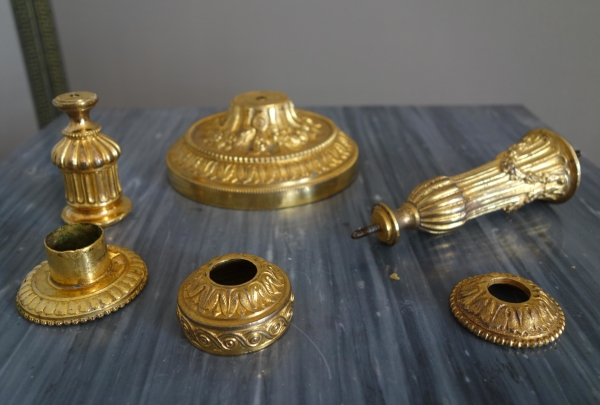 Pair of Louis XVI style ormolu candlesticks - 19th century