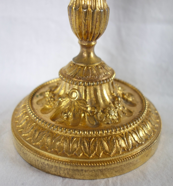 Pair of Louis XVI style ormolu candlesticks - 19th century