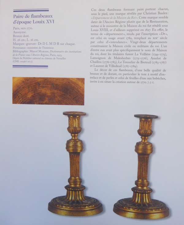 Paire de bougeoirs impériaux provenant du Palais du Louvre - style Louis XVI époque Napoléon III