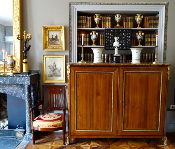 Paire de flambeaux / bougeoirs en canon d’époque Empire Restauration en bronze ciselé - 27,5cm