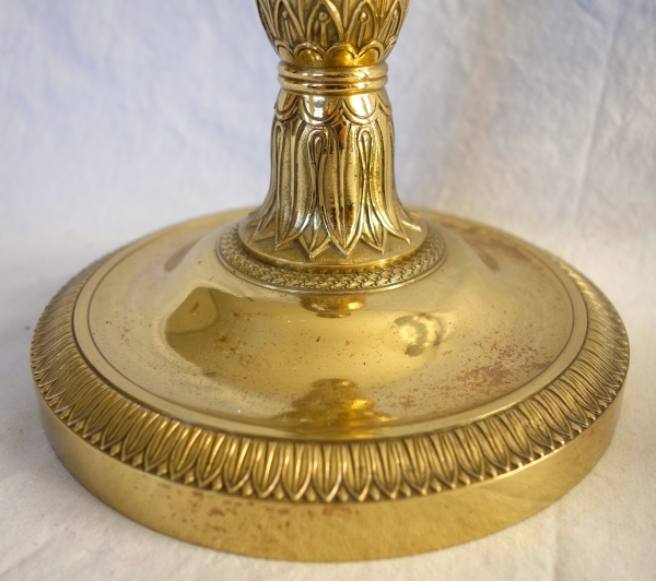 Paire de flambeaux / bougeoirs en canon d’époque Empire Restauration en bronze ciselé - 27,5cm