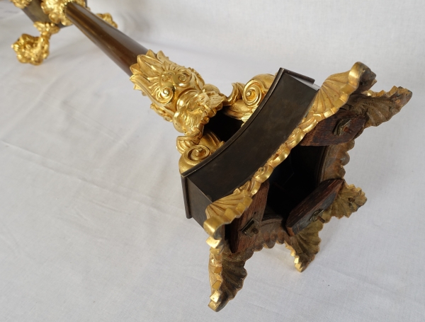 Pair of patinated bronze and ormolu candelabras, early 19th century circa 1830