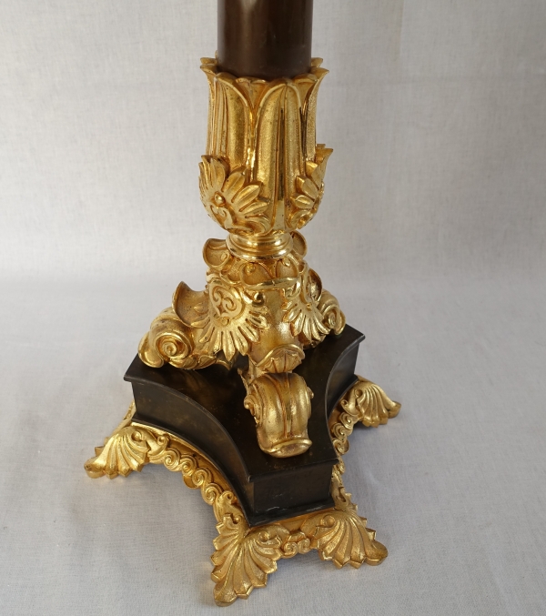 Pair of patinated bronze and ormolu candelabras, early 19th century circa 1830