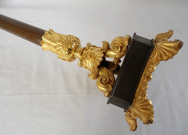 Pair of patinated bronze and ormolu candelabras, early 19th century circa 1830