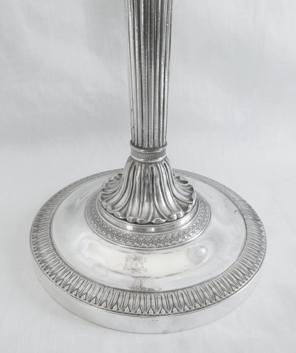 Pair of silver plated bronze Empire candelabras after Claude Galle