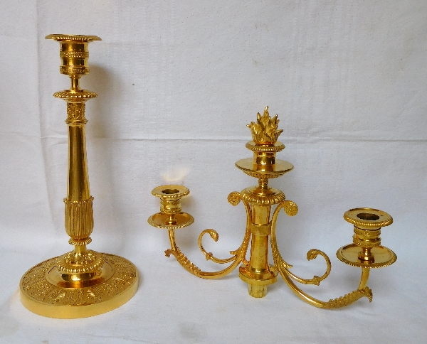 G.J. Galle, pair of ormolu candelabras, Empire Restoration Period - early 19th century