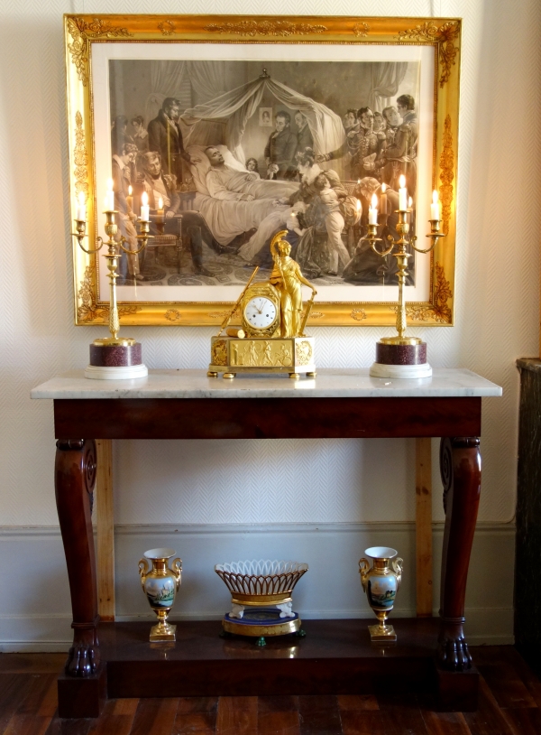 Claude & Gérard Jean Galle : paire de candélabres en bronze doré d'époque Empire - Fontainebleau