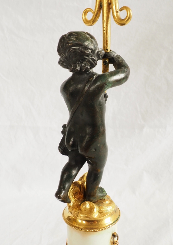 Paire de candélabres en bronze doré et marbre d'époque Empire Restauration