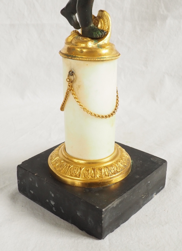 Paire de candélabres en bronze doré et marbre d'époque Empire Restauration