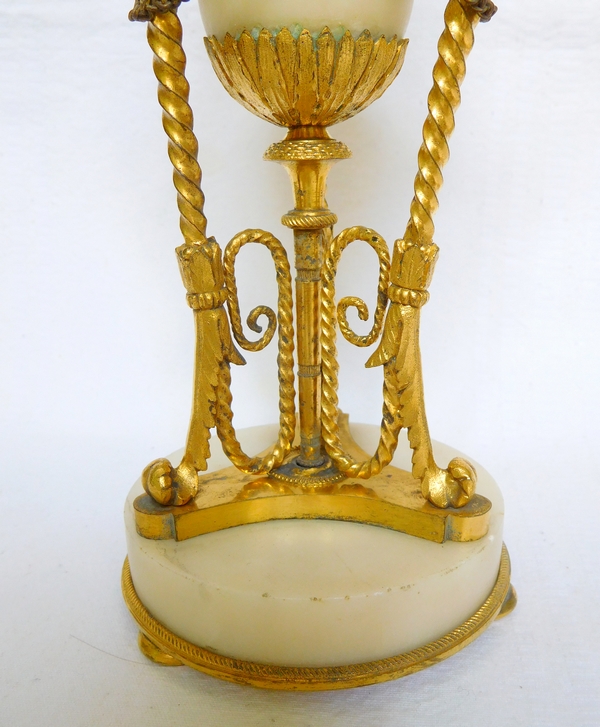 Pair of ormolu and marble cassolettes candlesticks - Louis XVI style, 19th century