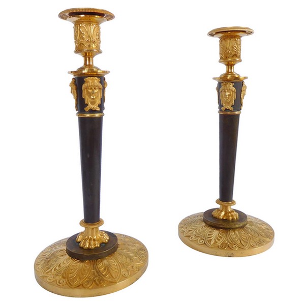 Claude Galle : pair of Empire ormolu candlesticks, early 19th century