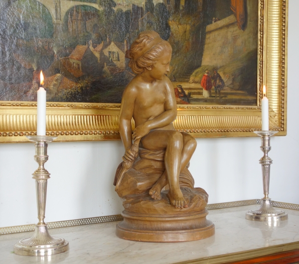 Pair of Louis XVI silverplate candlesticks, 18th century