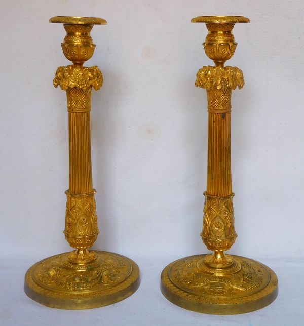 Pair of ormolu Empire candlesticks - France early 19th century circa 1820