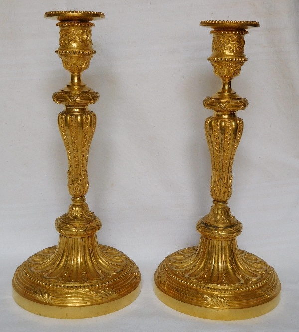 Pair of ormolu candlesticks - Louis XVI style