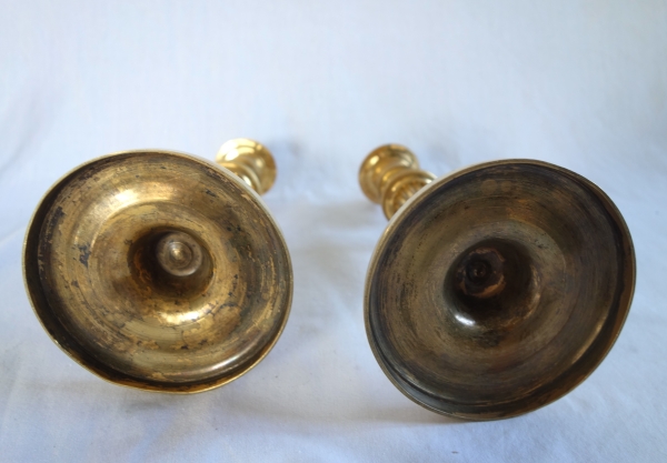 Pair of Louis XVI style ormolu candlesticks, Empire period circa 1800 - 19cm