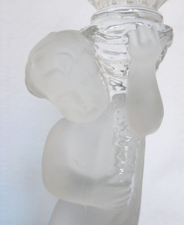 Baccarat crystal child / putto shaped lamp - signed