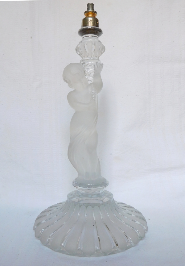 Baccarat crystal child / putto shaped lamp - signed