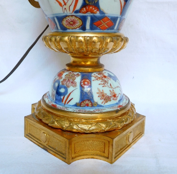 Imari porcelain potiche lamp, rich gilt bronze decoration, Napoleon III - mid 19th century