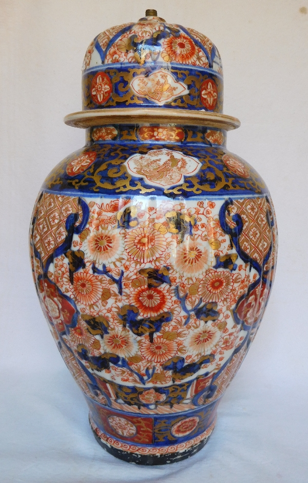 Imari Japanese porcelain potiche lamp, Napoleon III, 19th century
