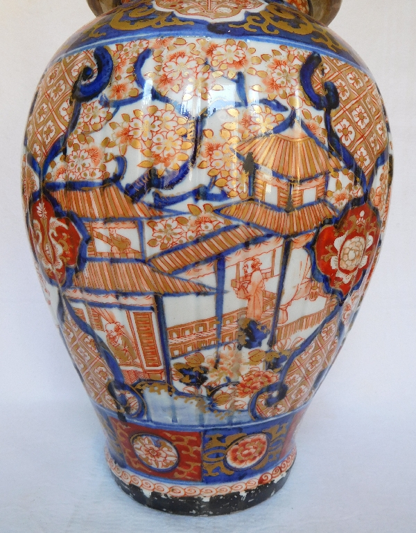 Imari Japanese porcelain potiche lamp, Napoleon III, 19th century