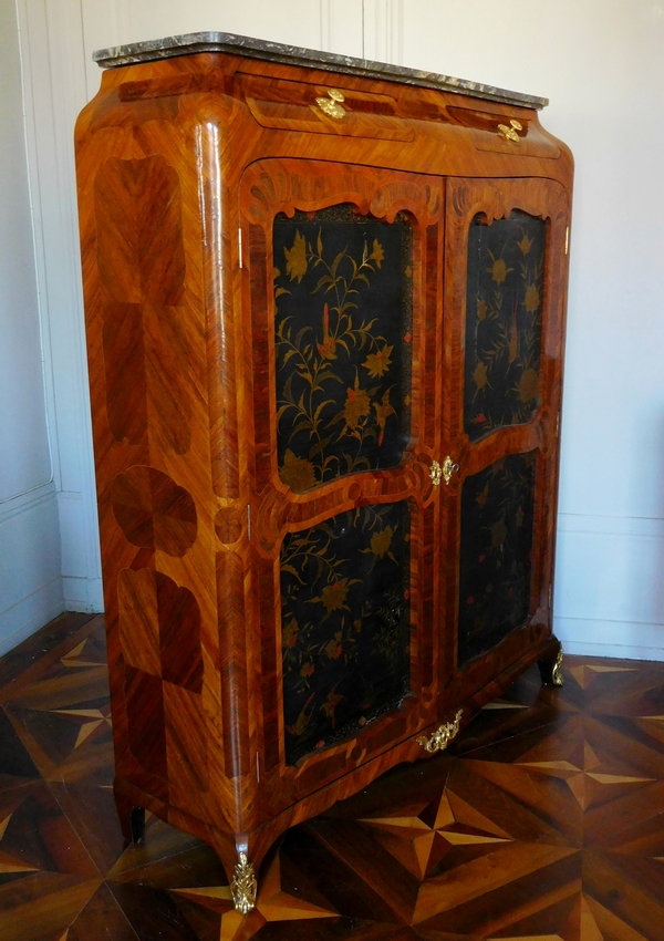Pierre Macret : rosewood and lacquer Louis XV wardrobe - stamped