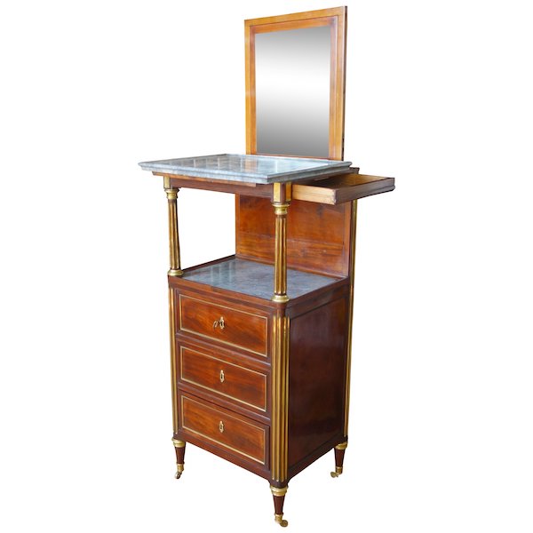 Mahogany washstand for a man, blue Turqui marble, Louis XVI Directoire period - 18th century