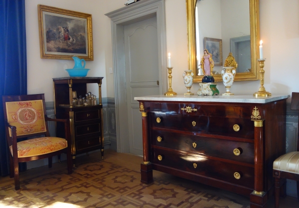 Mahogany washstand for a man, blue Turqui marble, Louis XVI Directoire period - 18th century