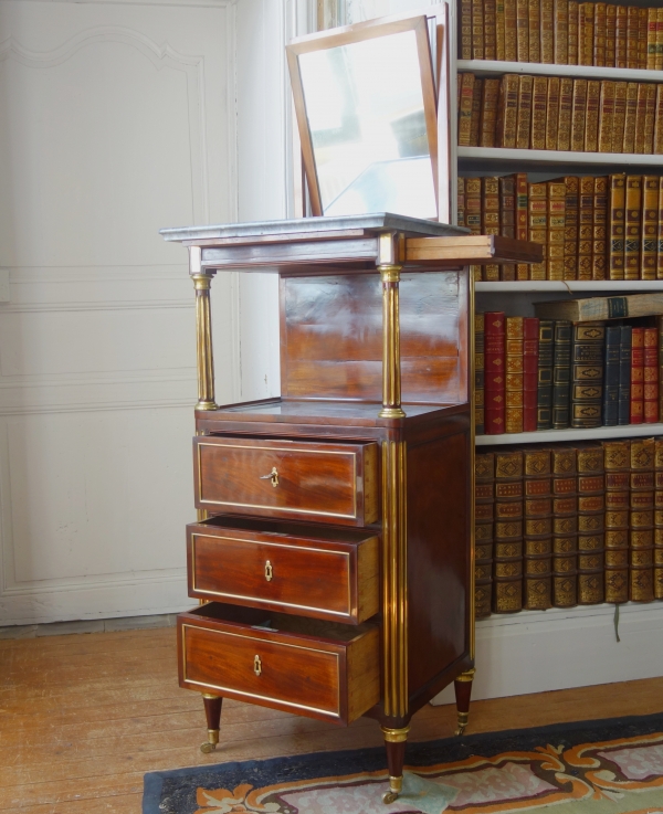 Mahogany washstand for a man, blue Turqui marble, Louis XVI Directoire period - 18th century