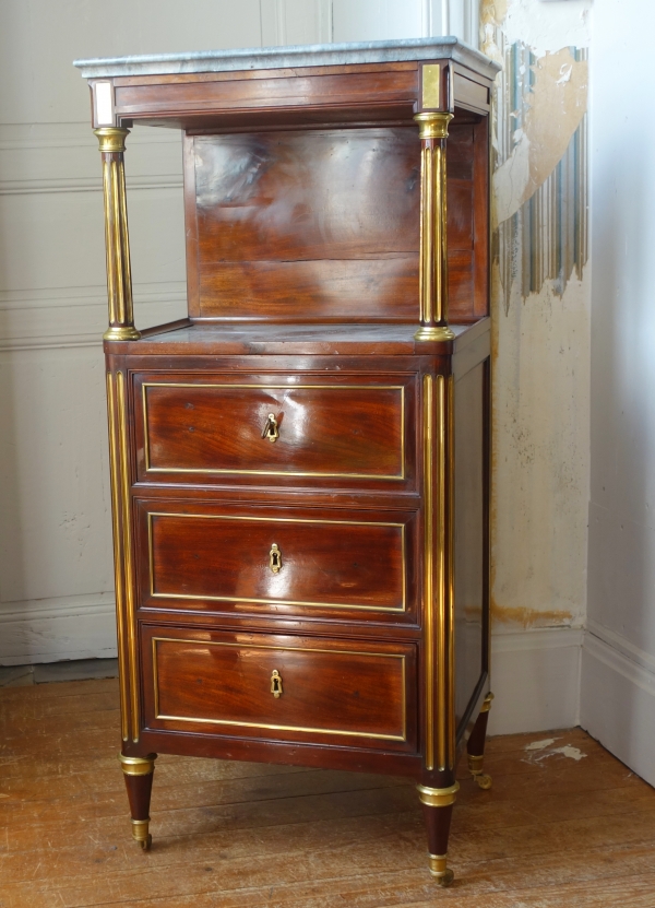 Mahogany washstand for a man, blue Turqui marble, Louis XVI Directoire period - 18th century