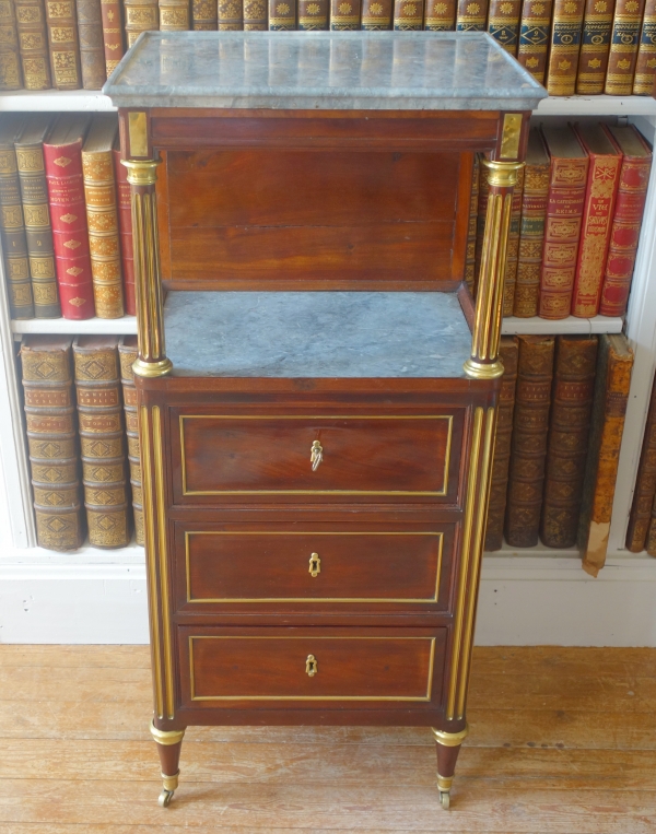 Mahogany washstand for a man, blue Turqui marble, Louis XVI Directoire period - 18th century