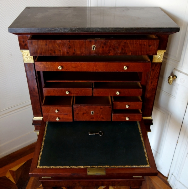 Empire mahogany writing desk, early 19th century circa 1810