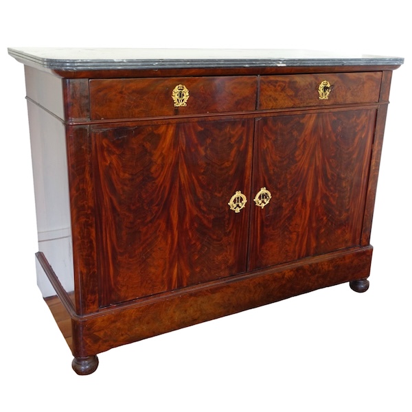 Buffet de salle à manger en acajou, bronze doré, marbre bleu Turquin - époque Restauration