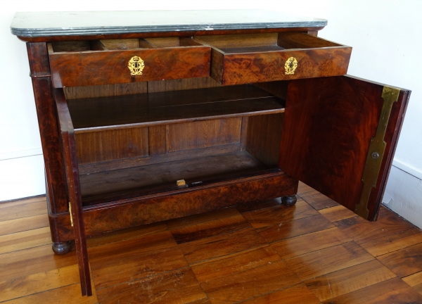 Buffet de salle à manger en acajou, bronze doré, marbre bleu Turquin - époque Restauration
