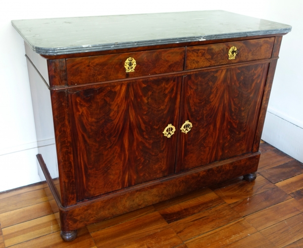 Buffet de salle à manger en acajou, bronze doré, marbre bleu Turquin - époque Restauration