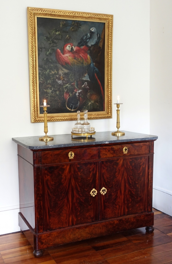 Buffet de salle à manger en acajou, bronze doré, marbre bleu Turquin - époque Restauration
