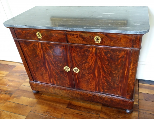 Buffet de salle à manger en acajou, bronze doré, marbre bleu Turquin - époque Restauration