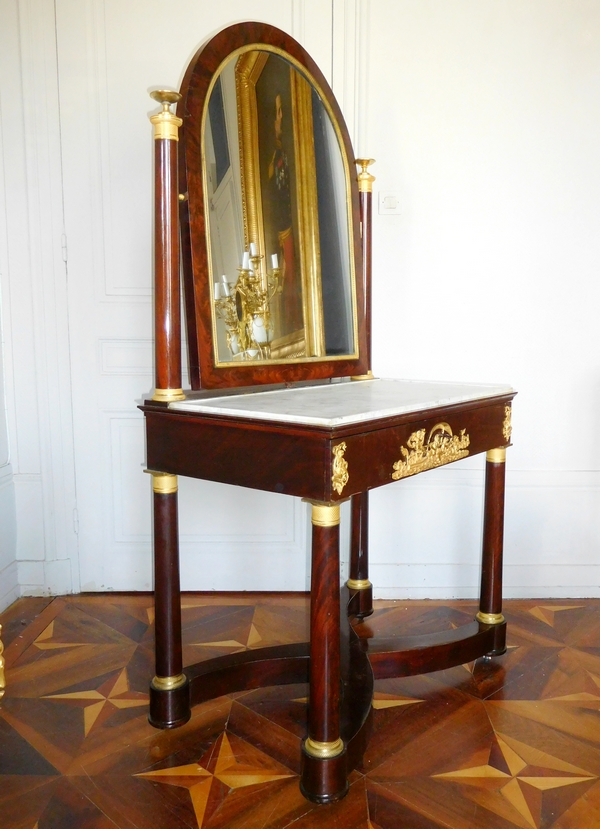 Empire mahogany and ormolu dressing table, early 19th century circa 1815