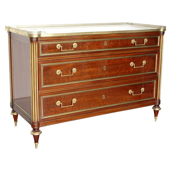 Louis XVI plum pudding mahogany veneered commode in the taste of Molitor - late 18th century