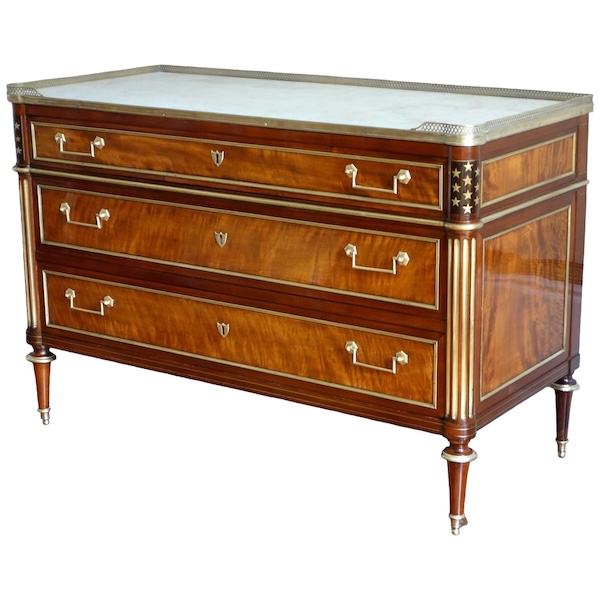 Large Louis XVI lemon tree and mahogany commode, late 18th century