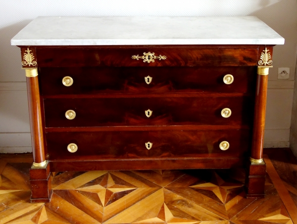 French Empire mahogany & ormolu chest of drawers / commode, early 19th century