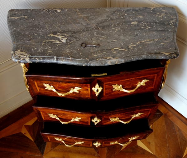 JB Galet : Louis XV marquetry chest of drawers / commode - stamped