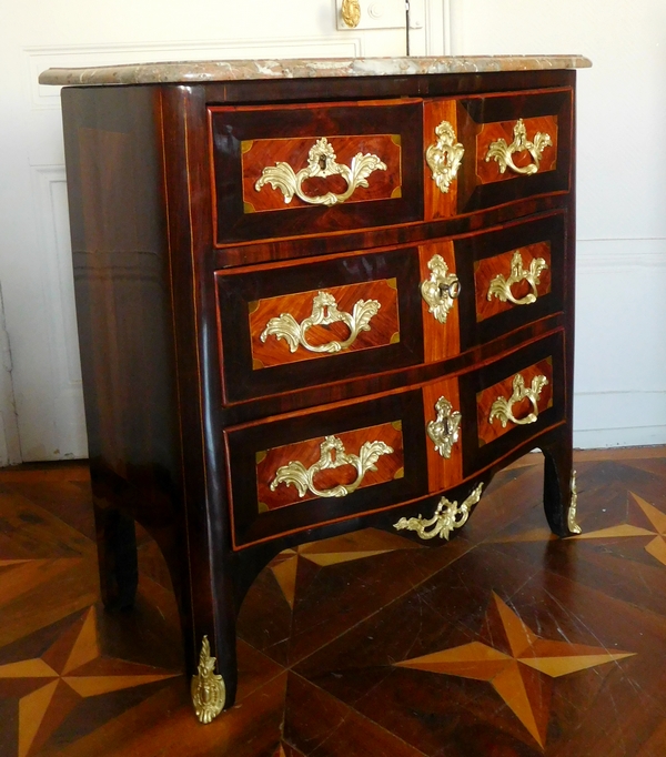 Jean Holthausen : Louis XV marquetry commode / chest of drawers - stamped - 80cm wide
