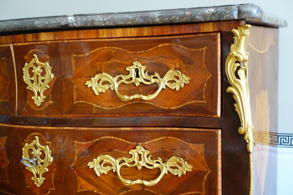 Louis XV marquetry chest of drawers / commode - stamped Claude Lebesgue