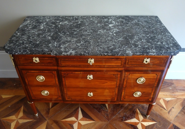 Louis XVI rosewood marquetry commode / chest of drawers - signed Sar