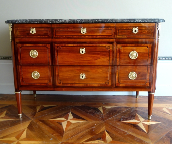 Louis XVI rosewood marquetry commode / chest of drawers - signed Sar