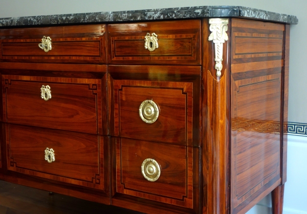 Louis XVI rosewood marquetry commode / chest of drawers - signed Sar