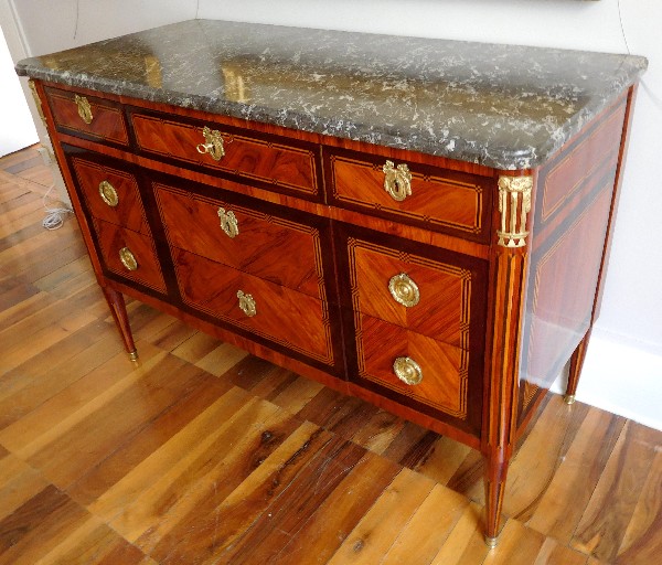 Louis XVI marquetry commode / chest of drawers stamped Vassou